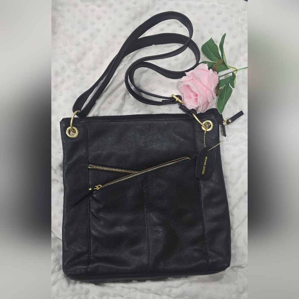 Black Leather Black Shoulder Bag